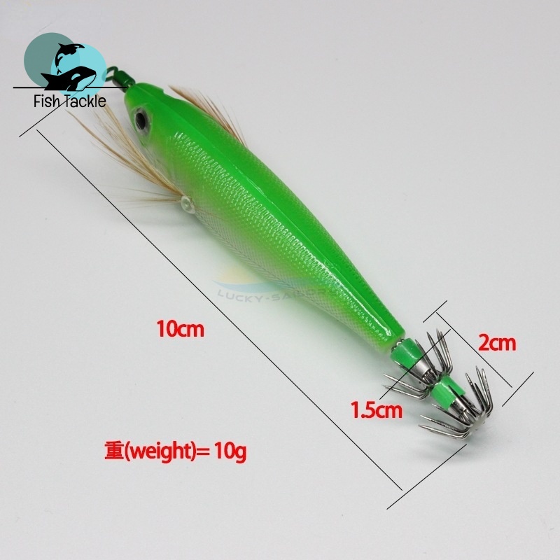 Mồi Câu Cá Giả Hình Con Mực Phát Quang YOZURI UV Bằng Gỗ