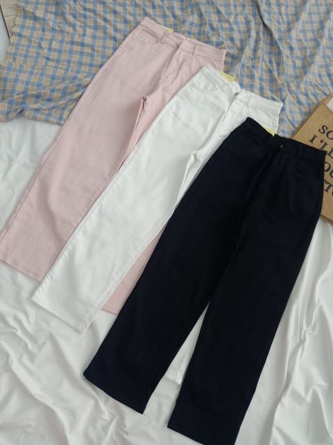 (Video cận chất) Quần jean ống rộng, ba màu đen trắng xanh cho mọi kiểu phối đồ | BigBuy360 - bigbuy360.vn