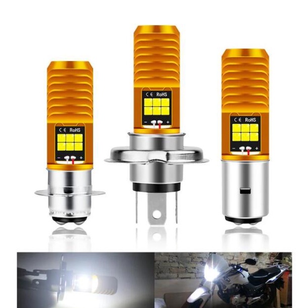 Bóng Đèn Pha Xe Máy P15D H4 H6M Ba20D Led 3030Led Xe Máy Xe Tay Ga Đèn Moto Phụ Kiện 6000K