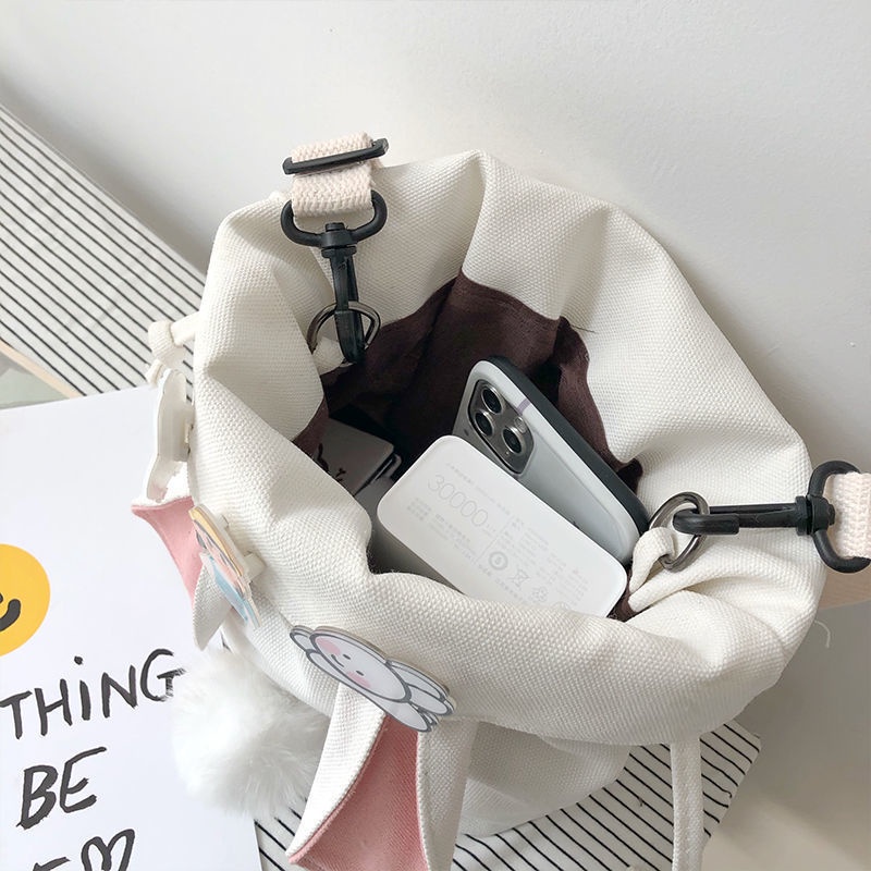 Túi Đeo Chéo Vai Bằng Vải Dễ Thương Thời Trang Sành Điệu Cho Nữ