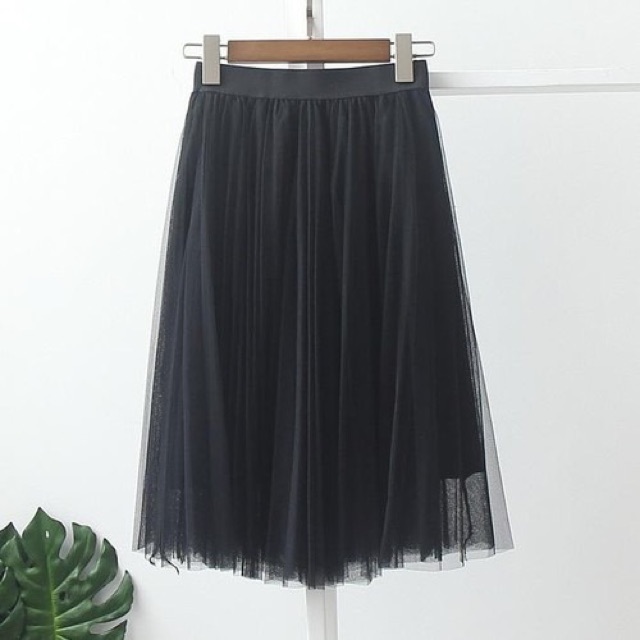 Chân váy Midi Cara Skirt thiết kế kiểu công chúa hàng nhập quảng châu sau lưng bo chun co giãn váy màu trắng và màu đen | BigBuy360 - bigbuy360.vn