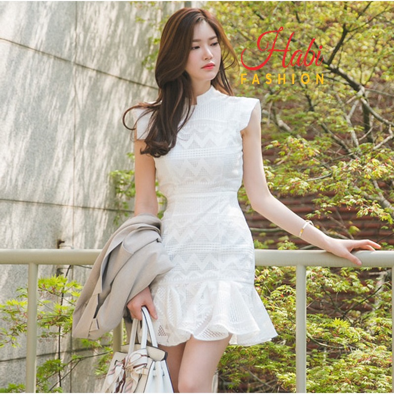Đầm ren đuôi cá body sang chảnh phong cách Hàn Quốc hàng Quảng Châu