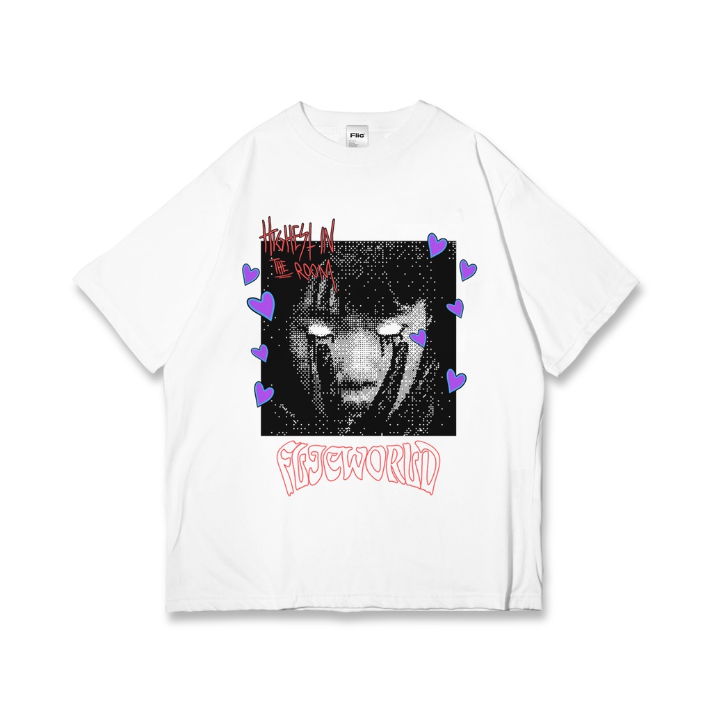 Flicworld - Áo Thun Trắng Pysche Oversized