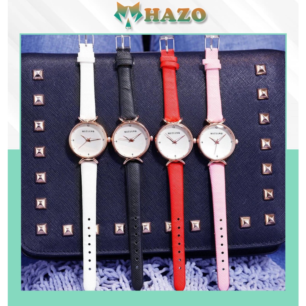 Đồng Hồ Nữ Dây Da Mstianq Dây Nhuyễn Lovely Phong Cách Hàn Quốc - Hazo