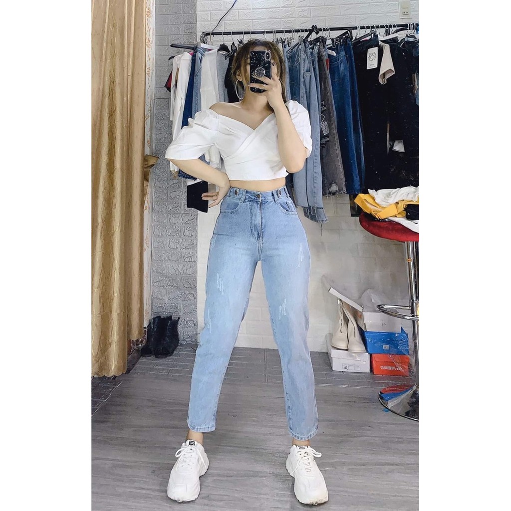 Áo crotop đắp chéo ngực tay bồng nhẹ  chất voan dày mịn tôn da kiểu phồng xinh trắng trơn điệu đà nữ tính CRON 118 -4B