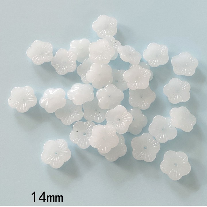 [Nguyên liệu làm trâm] 5 hoa thủy tinh 5 cánh 14mm