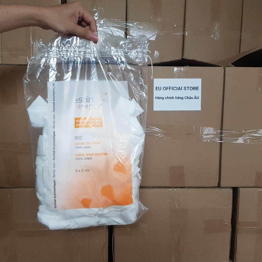 Bông Tẩy Trang Pháp Tetra Medical Carrés De Coton 600 miếng Le Soin Làl'état Pur