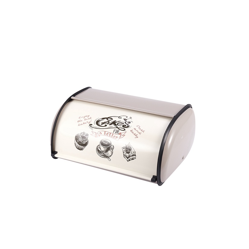 Hộp Đựng Bánh Mì Bằng Sắt Phủ Bột Màu Xám Nhạt Phong Cách Cổ Điển Tiện Dụng Cho Nhà Bếp