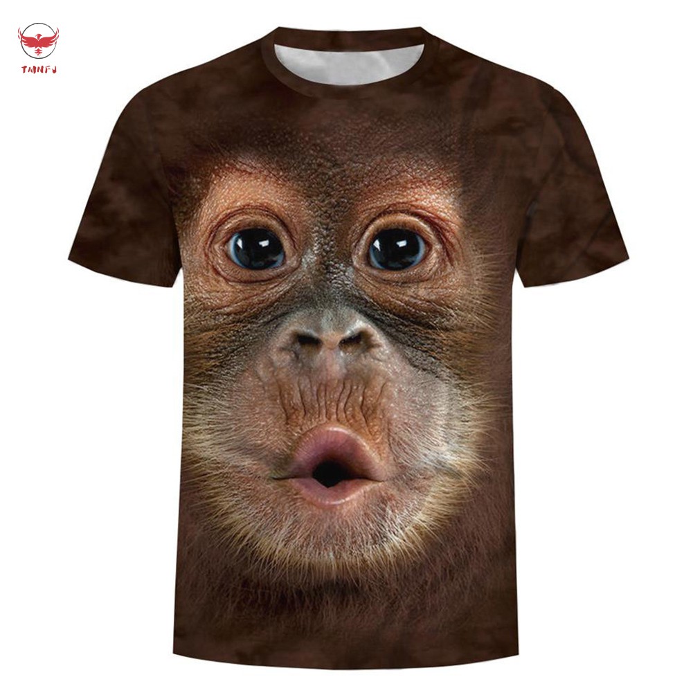 áo nam Tay Ngắn Cổ Tròn In Hình Khỉ Gorilla 3d