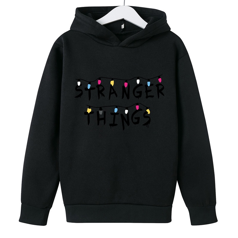 Áo Hoodies Có Nón Dài Tay In Nhân Vật Hoạt Hình Stranger Things Cho Bé