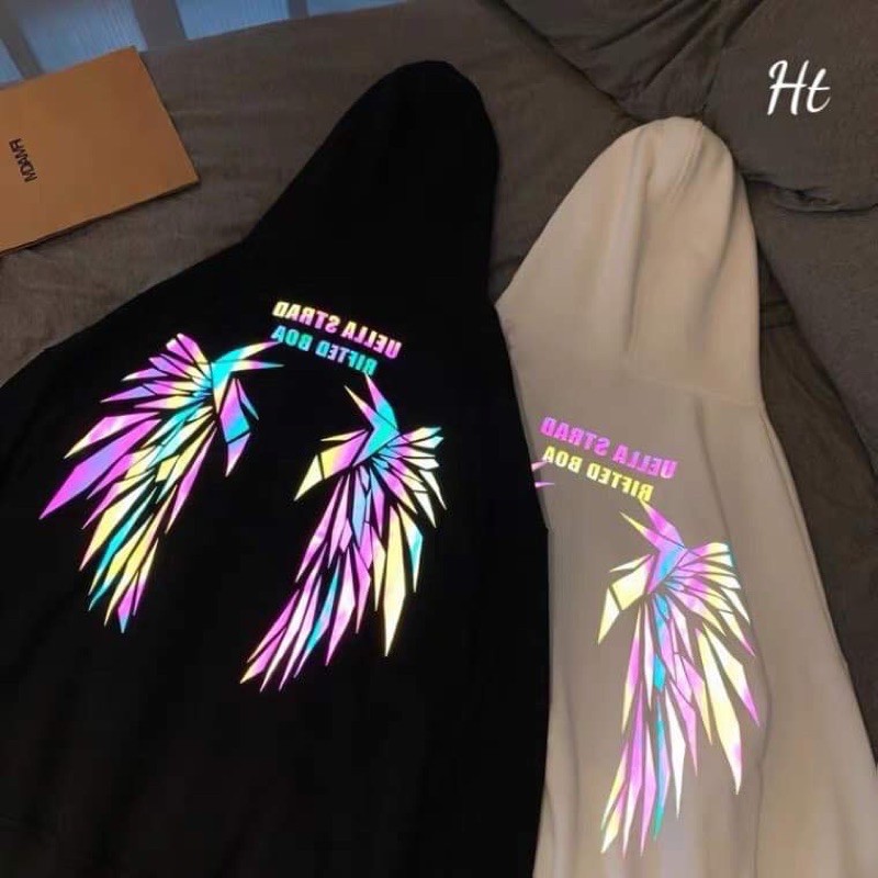 Áo hoodie phản quang 7 màu đôi cánh thiên thần thuỷ tinh