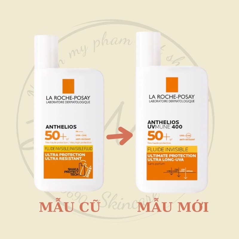 [MẪU MỚI 2022] Kem chống nắng dạng sữa lỏng nhẹ không nhờn rít La Roche-Posay Anthelios Invisible Fluid SPF 50+ 50ml