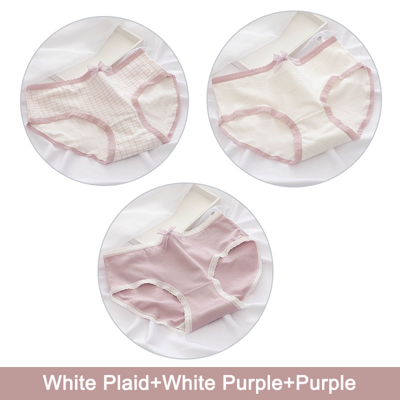 Cute Byte Bộ 3 Quần Lót Cotton Họa Tiết Trái Tim Dễ Thương Cho Nữ