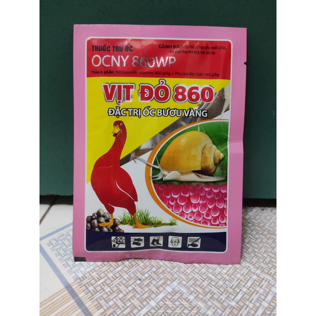 Thuốc trừ ốc VỊT ĐỎ 860WP, Đặc trị ốc bươu vàng, ốc sên cho cây trồng (Gói 20g)