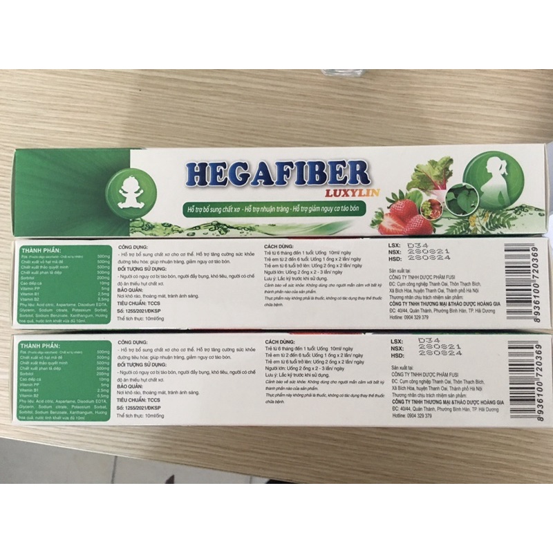 HEGAFIBER LUXYLIN - BỔ SUNG CHẤT XƠ - NHUẬN TRÀNG - GIẢM NGUY CƠ TÁO BÓN