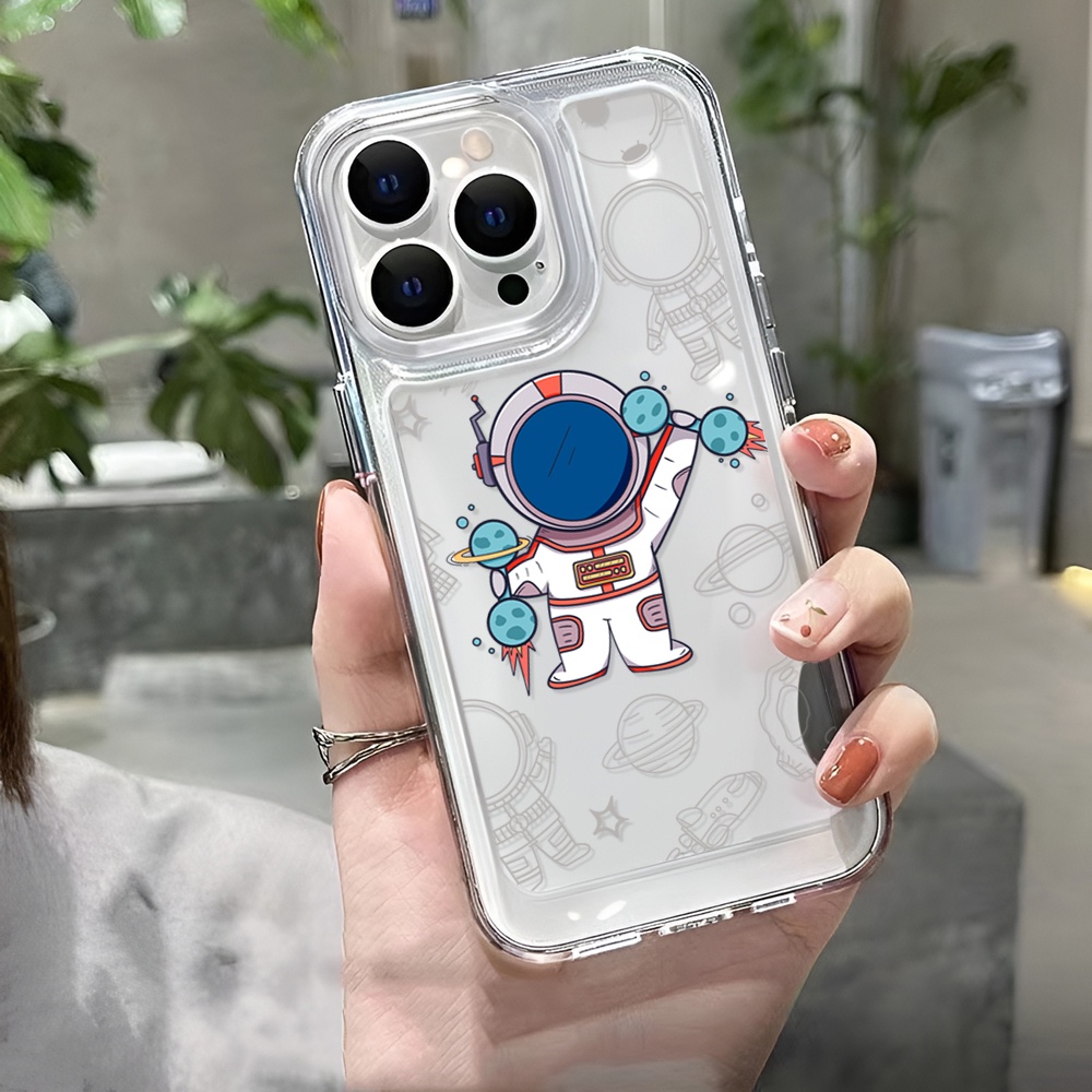 Ốp Điện Thoại Trong Suốt Họa Tiết Phi Hành Gia Cho iphone 14 Plus 11 13promax 12 7Plus X XS Max 7 8 SE 2020