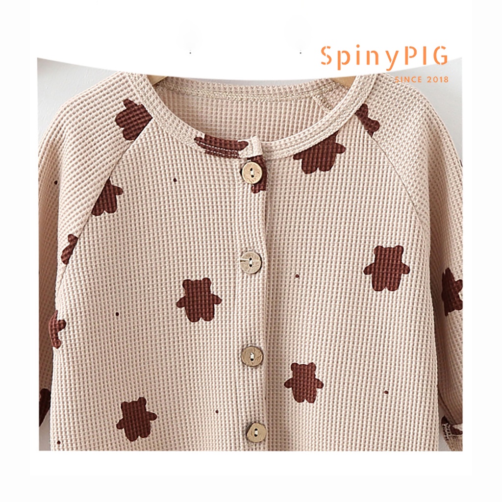Bộ quần áo cho bé 0-4 tuổi style Hàn Quốc cotton dệt kim hoạ tiết gấu cực xinh