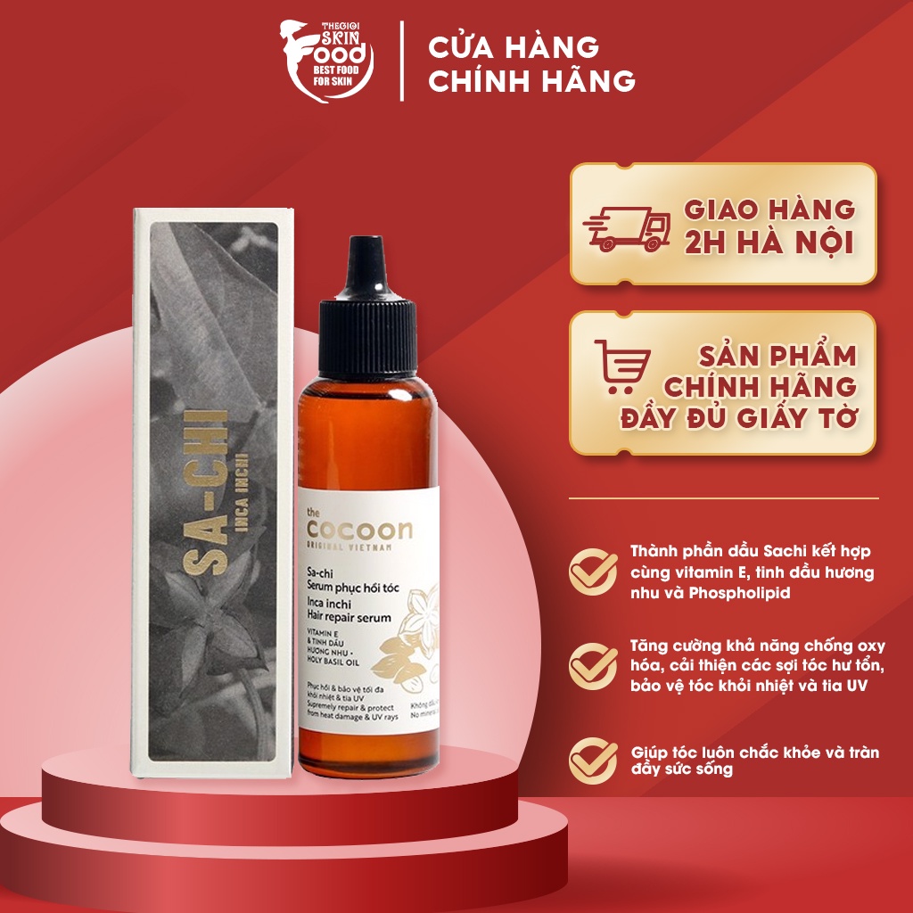 Tinh Chất Phục Hồi Tóc Tinh Dầu Sachi The Cocoon Inca Inchi Hair Repair Serum 70ml