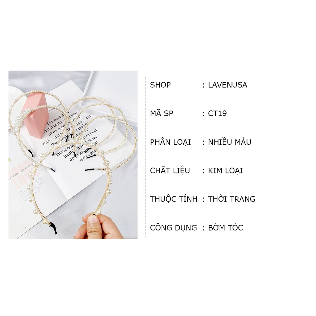 Bờm tóc kim loại đính ngọc trai nhân tạo thời trang thanh lịch LAVENUSA CT19