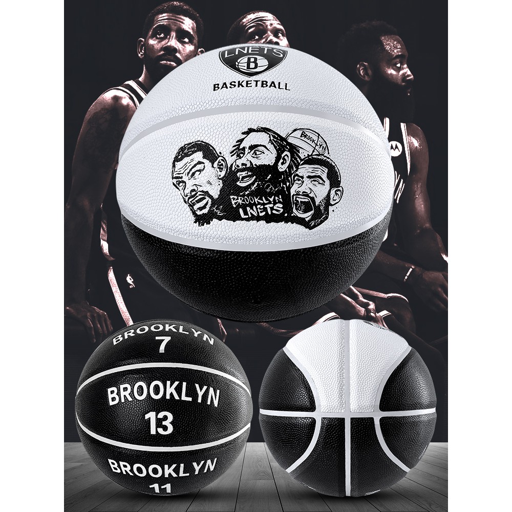 Bóng Rổ Size Số 7 Brooklyn Nets Da PU Cao Cấp Tiêu Chuẩn Thi Đấu Tặng Bơm Tay Mini Băng Cổ Tay Túi Rút Dù Kim Và Lưới