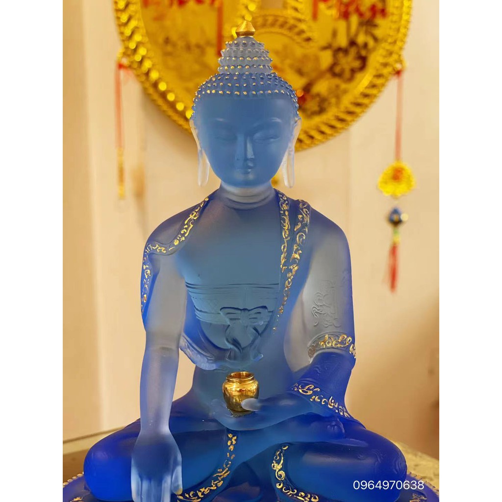 Tượng Dược Sư Lưu Ly Dát Vàng 19cm