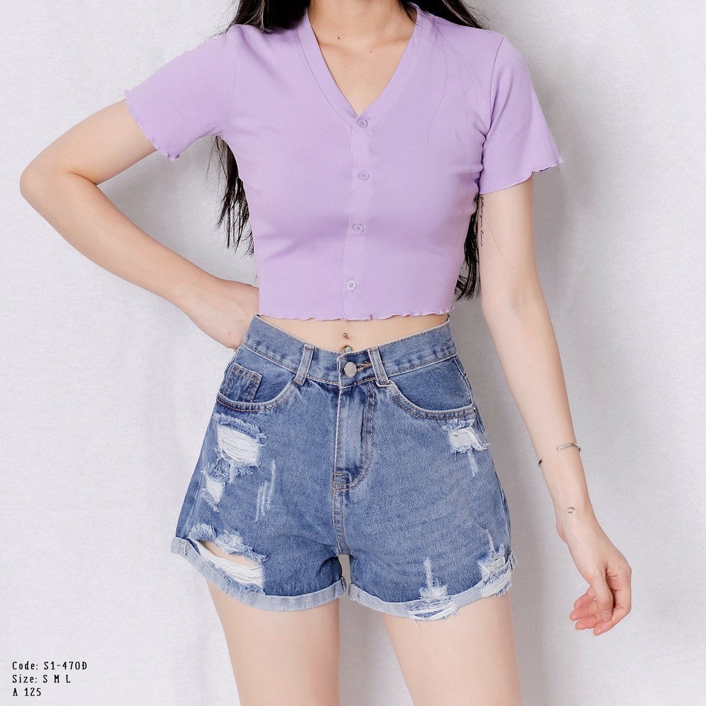 Quần short jean nữ màu xanh TiQi Jeans S1-470
