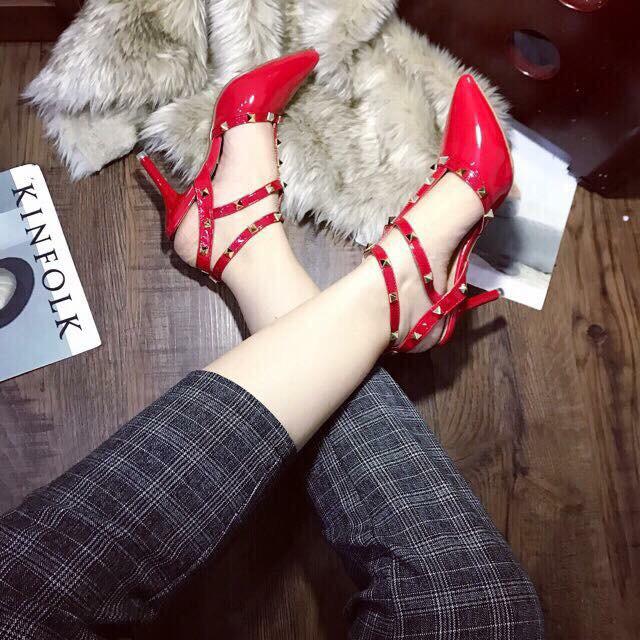 Giày cao gót phối đinh kiểu valen size 34 đến 40 mã T282