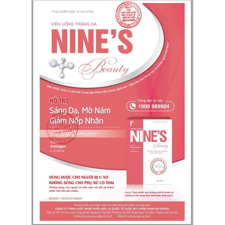 Viên Uống Trắng Da, Mờ Nám, Giảm Nếp Nhăn Nines Beauty CHÍNH HÃNG | BigBuy360 - bigbuy360.vn