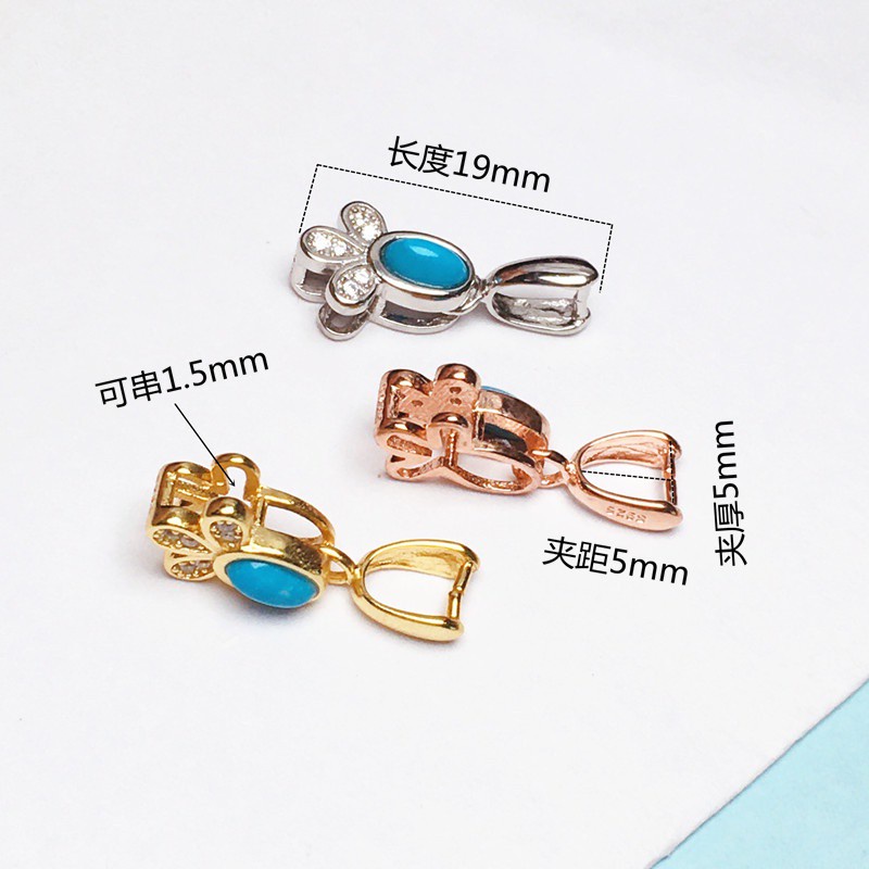 New Product a Pair of Hairclips Pendant Buckle Jadeite Jade Buckle Turquoise Clip S925Silver Buckle Sterling Silver Plated18kGold Buckle