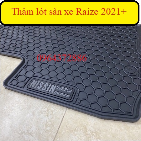 Thảm lót sàn xe Toyota Raize 2021+ cao su không mùi - Chữ trắng