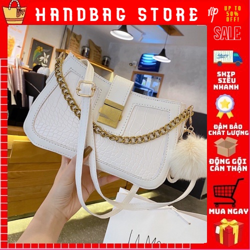 💖 Túi xách kẹp nách khoá vuông da rắn phối xích❣️freeship❣️