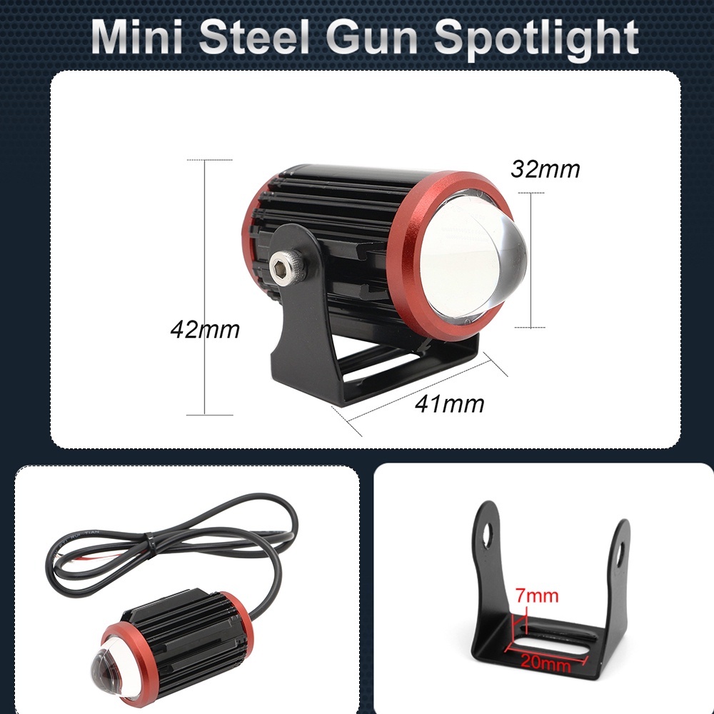 1 bộ Đèn pha LED xe máy Chiếu kính mắt cá Màu trắng đèn LED màu vàng Đèn pha xe máy