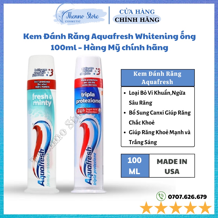 Kem Đánh Răng Aquafresh Whitening ống 100ml – Hàng Mỹ chính hãng
