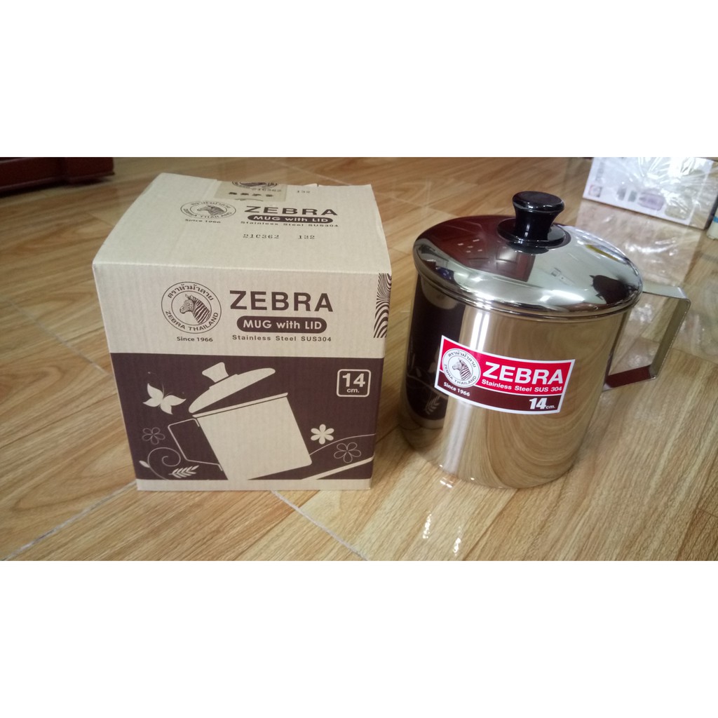 Ca Inox 304 có nắp đậy size 14 - Zebra - 2000ml