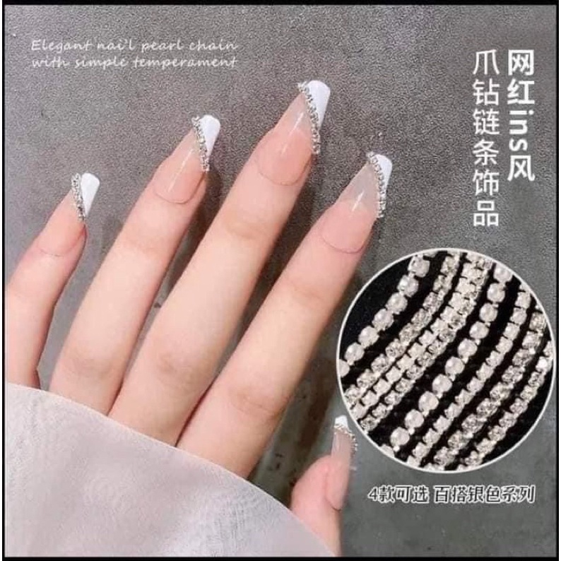 Charm xích nail trang trí móng tay lấp lánh