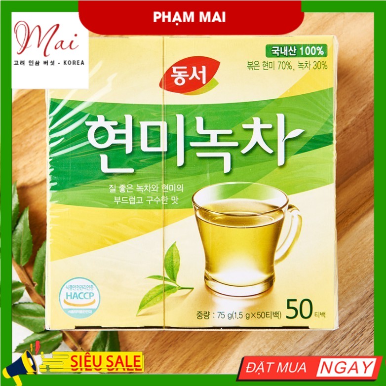 [DONGSUH] TRÀ XANH GẠO LỨT 50 GÓI 75G - [동서] 현미 녹차 50티백 75G