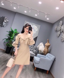 Váy đũi cổ nơ tay bồng