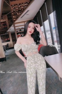 Set hoa cúc áo croptop