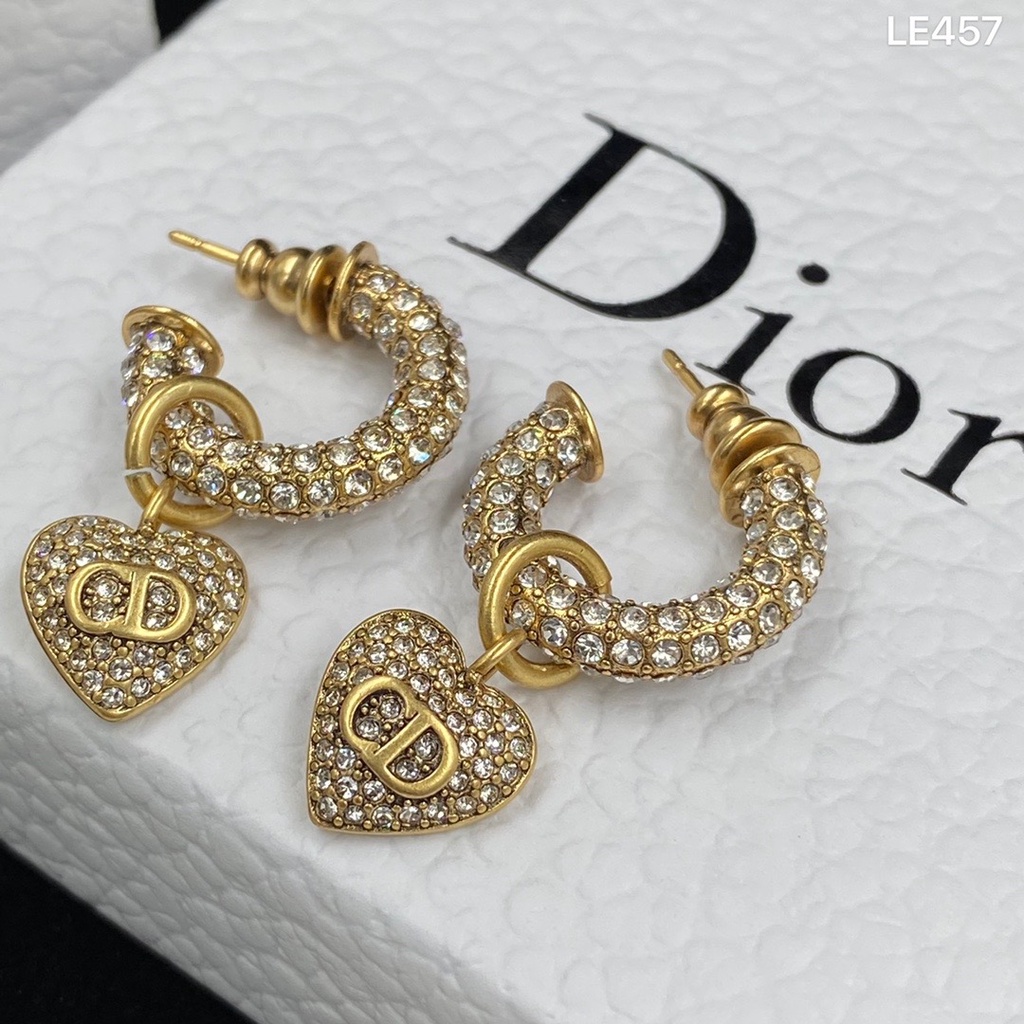 Khuyên Tai Đính Đá Họa Tiết Chữ Dior Thời Trang Thanh Lịch