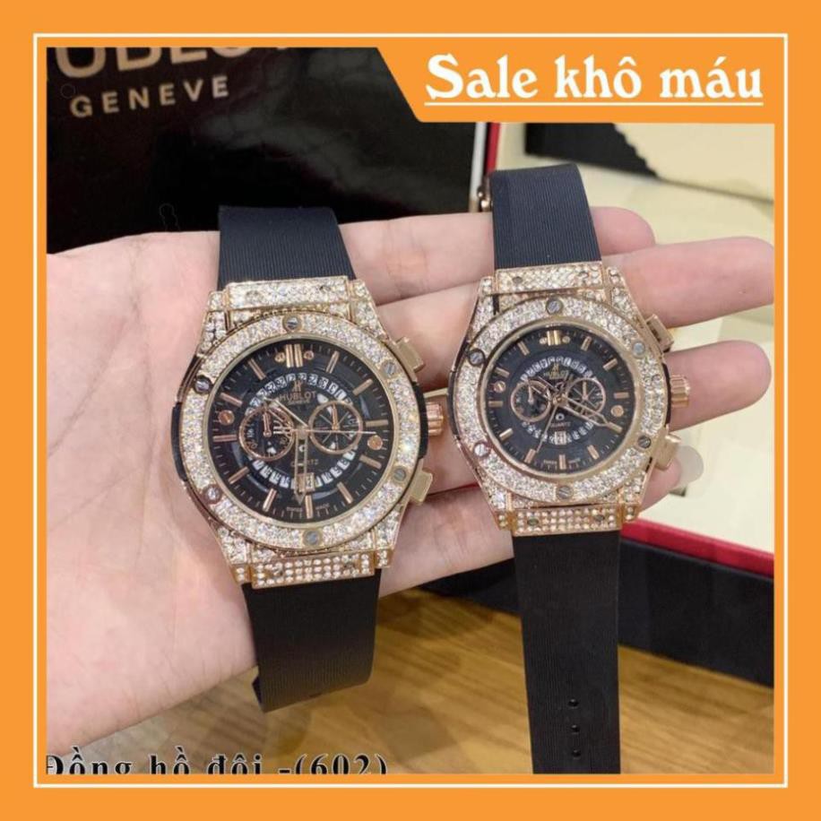 [Free Ship]  [Hublot đôi - nam nữ] Đồng hồ HBL nam nữ - đồng hồ cặp đôi hàng đẹp full diamond - bảo hành 12th