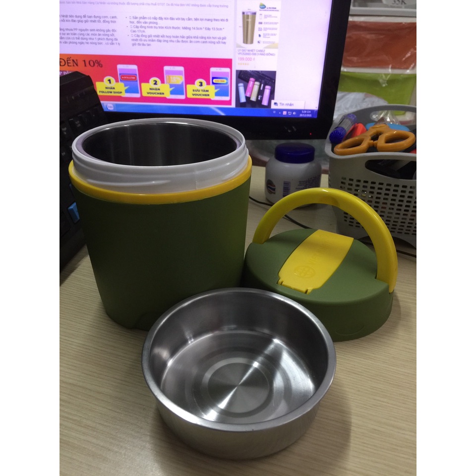 Cặp lồng đựng cơm giữ nhiệt Inox Việt Nhật Có Quai Xách Tiện Lợi (MS:4031i