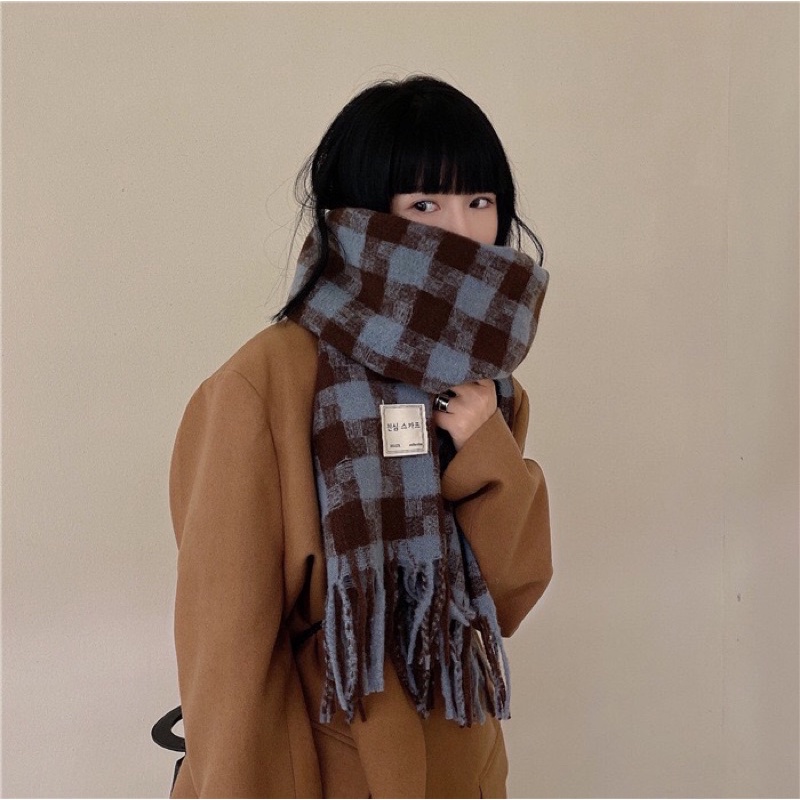 Khăn len dạ choàng cổ hoạ tiết caro phong cách Vintage Hàn Quốc 4 màu siêu hot - TinyShop