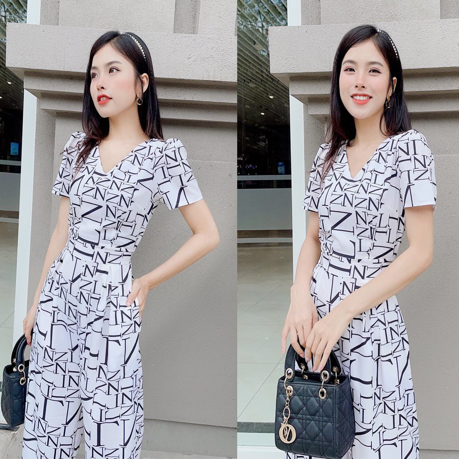[FREESHIP] Jumpsuit (Áo Liền Quần) Lụa Cổ Tròn Tay Ngắn Sang Trọng - Ladyfashion