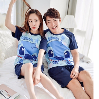 Đồ ngủ đôi nam nữ thời trang hoạt hình dễ thương, bộ đồ mặc nhà bằng vải cotton Unisex đồ ngủ