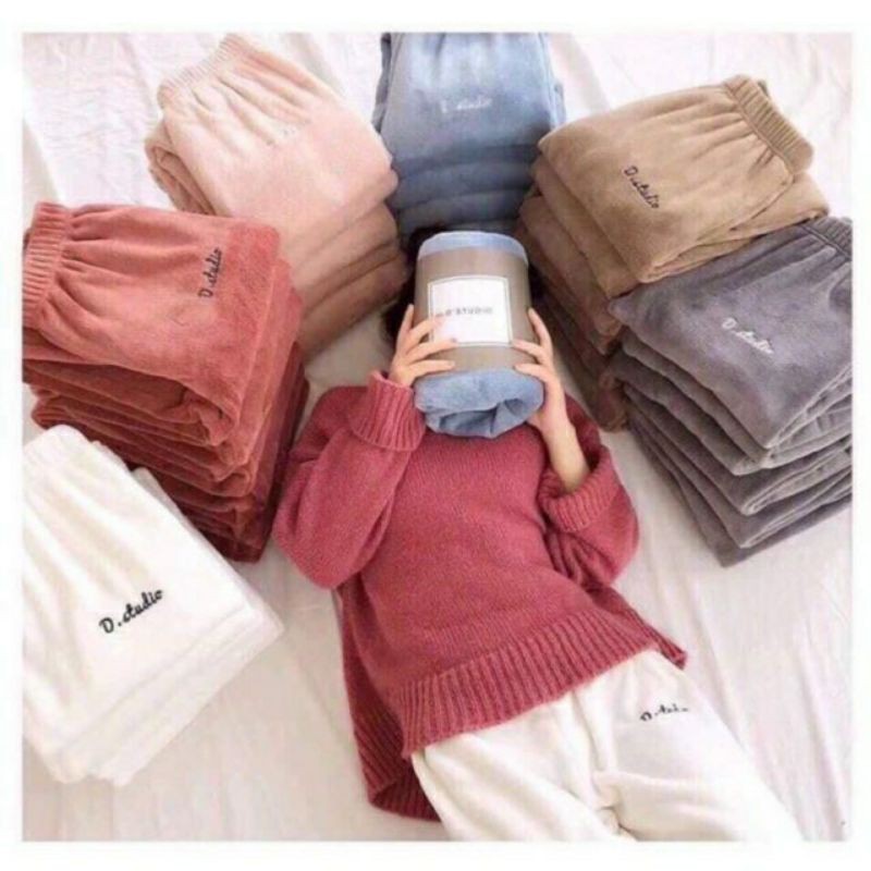 Quần Mặc Nhà - Quần Ngủ Nỉ Bông Jogger Lông Cừu Mặc Cực Ấm Freesize dưới 60kg