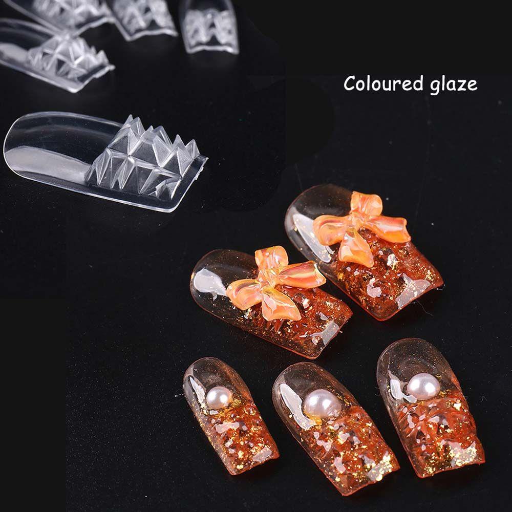 Bộ Móng Tay Giả Màu Trong Suốt Hình Vuông|Móng Tay Giả Trang Trí Nghệ Thuật