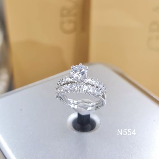 Nhẫn set 2 chiếc bạc Ý S925 MiASJ N554 nhẫn cặp nhẫn nữ nữ nạm đá cao cấp, sang trọng
