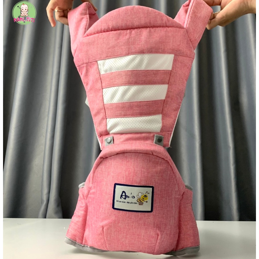 Địu ngồi cho bé Tâm An, Địu cho bé trợ lực vai và lưng, thông hơi thoáng khí