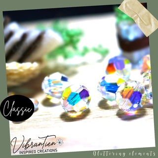 Pha lê Swarovski hạt tròn giác lớn 8mm (Combo 10/20/30/50 viên)