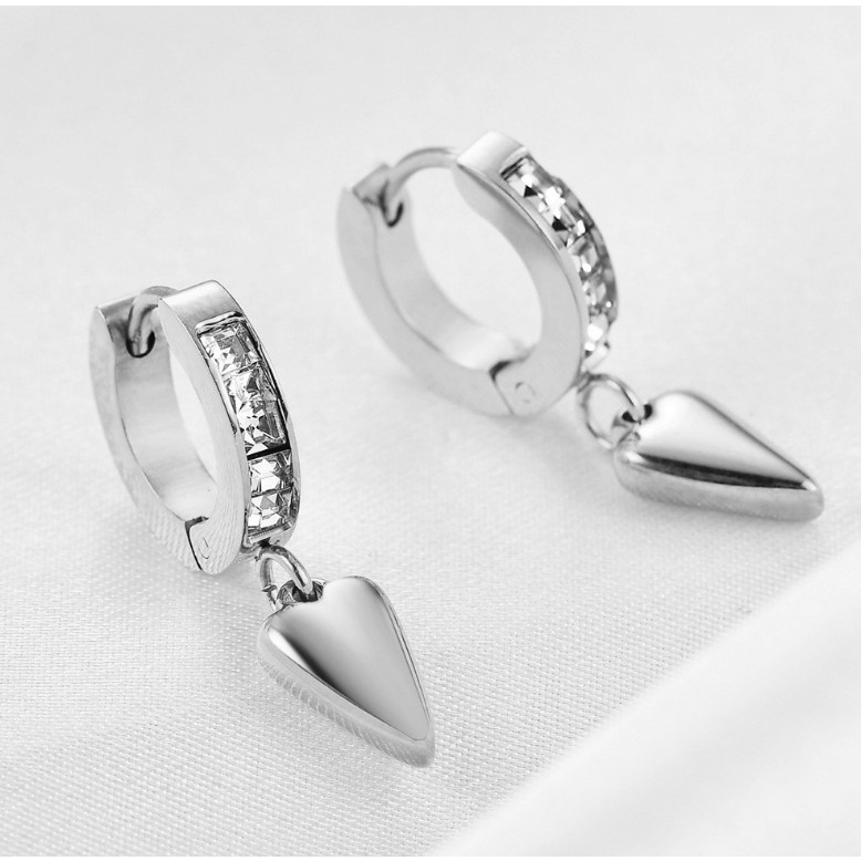 Bông Tai Tòn Ten Trái Tim Titan Ko Đen TT 4384